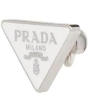 Prada Symbole Clip Right Earring - White