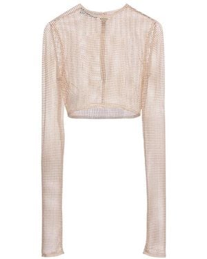 Prada All-Over Bead Embellished Cropped Top - White