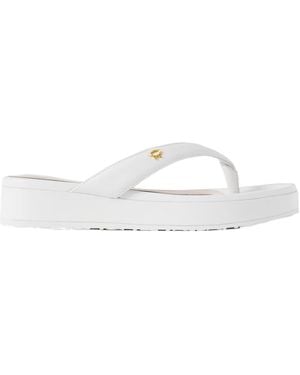 Gianvito Rossi Leather Platform Flip Flops - White