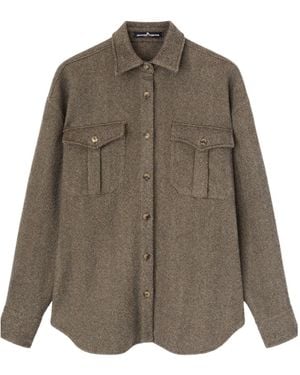 Ermanno Scervino Herringbone-Pattern Flap-Pocket Shirt - Brown