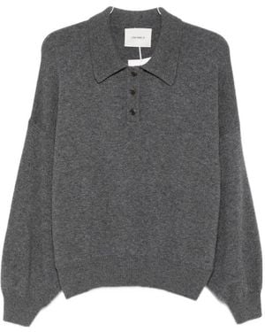 Lisa Yang Long-Sleeved Polo Collar Sweater - Gray