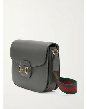 Gucci 1955 Horsebit Logo Plaque Shoulder Bag - Grey