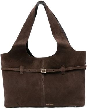 MANU Atelier Buckle-Detail Suede Tote Bag - Brown