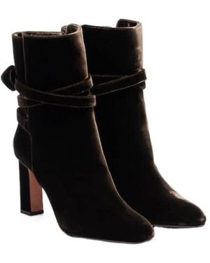 Aquazzura Solid-Color Velvet Ankle Boots - Black
