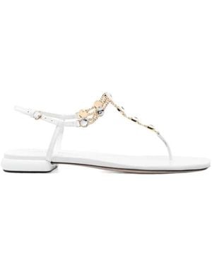 Miu Miu Rhinestone-Embellished Thong Sandals - White