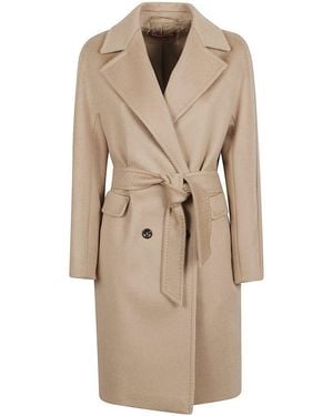 Max Mara Belted Coats - Natural