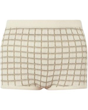 The Elder Statesman Checked Cashmere Shorts - Natural