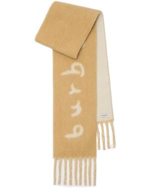 Burberry Logo Jacquard Fringed Scarf - Metallic