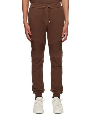 Balmain Logo Printed Drawstring Track Trousers - Brown
