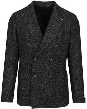 Tagliatore Double-Breasted Bouclé Jacket - Black
