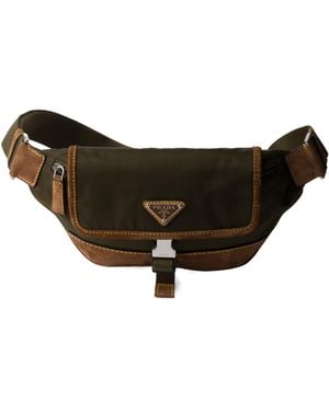 Prada Logo Plaque Zipped Belt Bag - Black