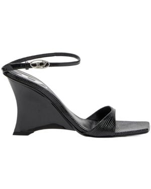 DIESEL D-Amber Wedge Sandals - Black