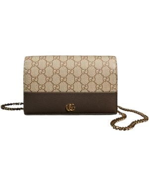 Gucci Bi-colour Gg Marmont Wallet On Chain - White