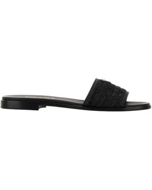 Prada Logo Detailed Slip-On Sandals - Black
