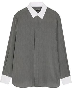 Tom Ford Sharkskin Printed Silk Shirt - Gray