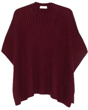 Gabriela Hearst Baron Ribbed-Knit Poncho - Red