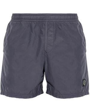Stone Island Logo Swim Shorts - Blue