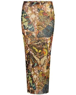 Jean Paul Gaultier Printed Midi Skirt - Metallic