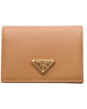 Prada Small Saffiano Leather Wallet - Natural