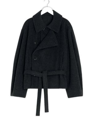 Lemaire Belted Double-Breasted Coat - Black