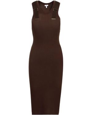 Loewe Ribbed-Knit Buckle-Detail Midi Dress - Brown