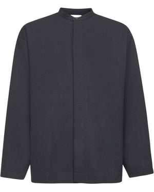 Studio Nicholson Oversized Grandad Collar Shirt - Blue