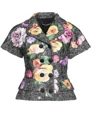Dolce & Gabbana Floral Printed Short-Sleeved Blazer - Green