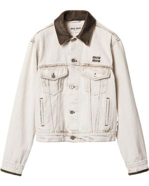 Miu Miu Button-Up Denim Jacket - White