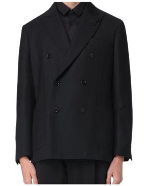 Lardini Double-Breasted Wool Jacket - Black