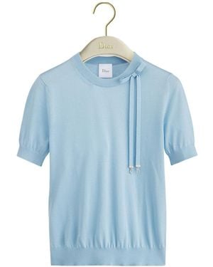 Dior Short-Sleeved Fitted Sweater - Blue