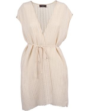Peserico Tie Fastened V-Neck Vest - Natural