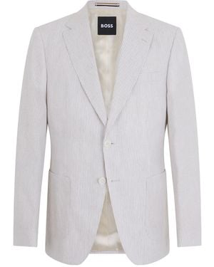 BOSS Single-Breasted Striped Blazer - White