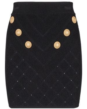 Balmain 6-Button Knit Skirt - Black