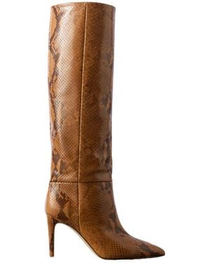 Paris Texas Stiletto Snake-Effect Leather Knee Boots - Brown