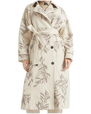 Brunello Cucinelli Herbarium-Embroidered Trench Coat - Natural