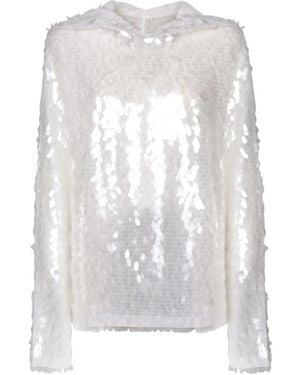 Norma Kamali Sequined Long-Sleeve Top - White