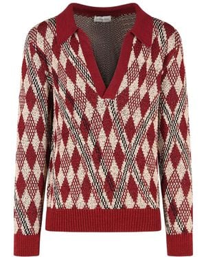 Dries Van Noten Long-Sleeved V-Neck Jumper - Red