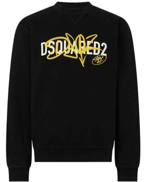 DSquared² Graffiti Cool Fit Crewneck - Black