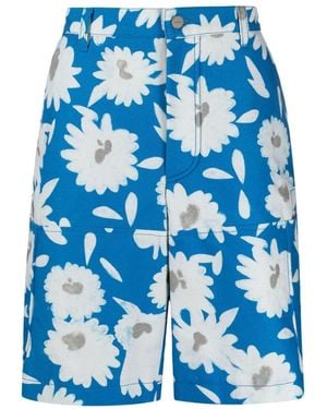 Jacquemus Floral-Print Knee-Length Shorts - Blue
