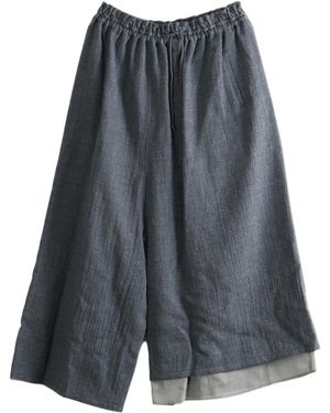 Y's Yohji Yamamoto Drawstring Layered Trousers - Grey