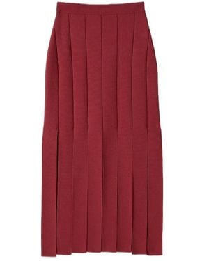 JOSEPH Lagny Slit-Detail Midi Skirt - Red