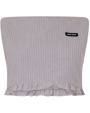 Miu Miu Check Top Crop - Grey