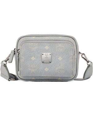 MCM Logo Zipper Shoulder Bag - Gray