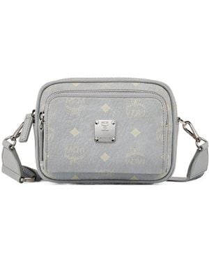 MCM Logo Zipper Shoulder Bag - Gray