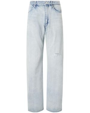AURALEE Distressed Wide-Leg Jeans - Blue