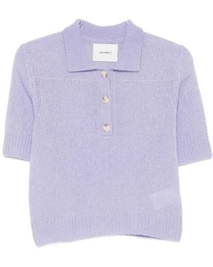Lisa Yang Short-Sleeved Knitted Polo Shirt - Purple