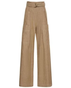 Max Mara Logo Wide-Leg Trousers - Natural