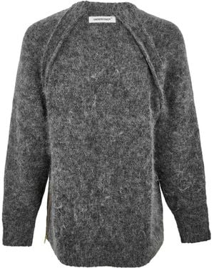 Undercover Heathergrey Marled Crewneck Knit Sweater - Gray