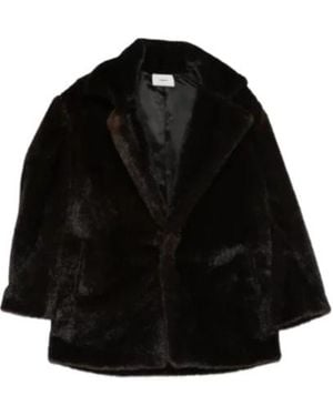 Coperni Faux-Fur Single-Breasted Coat - Black
