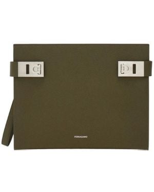 Ferragamo Hug Buckle Pouch - Green